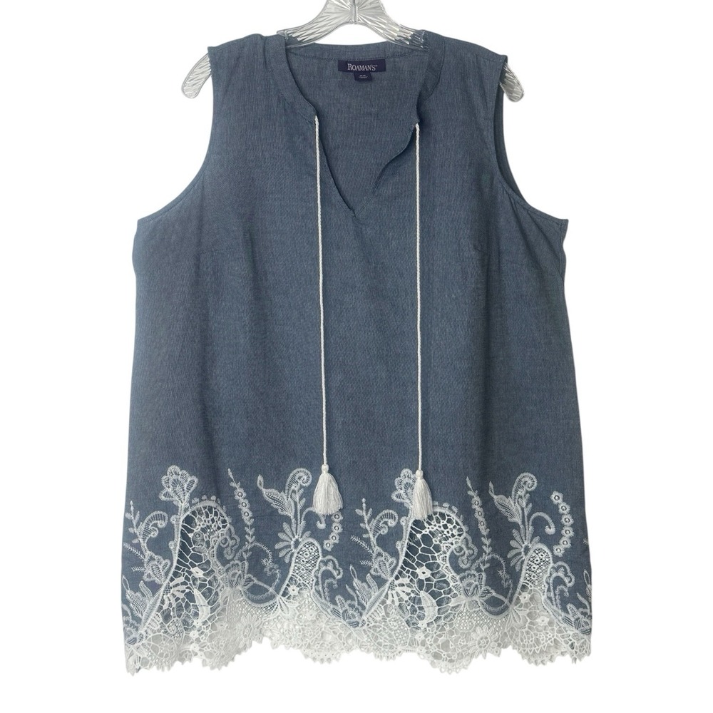 Roaman's Boho Sleeveless V-Neck Lightweight Tunic Pullover Top Women's 16W‎